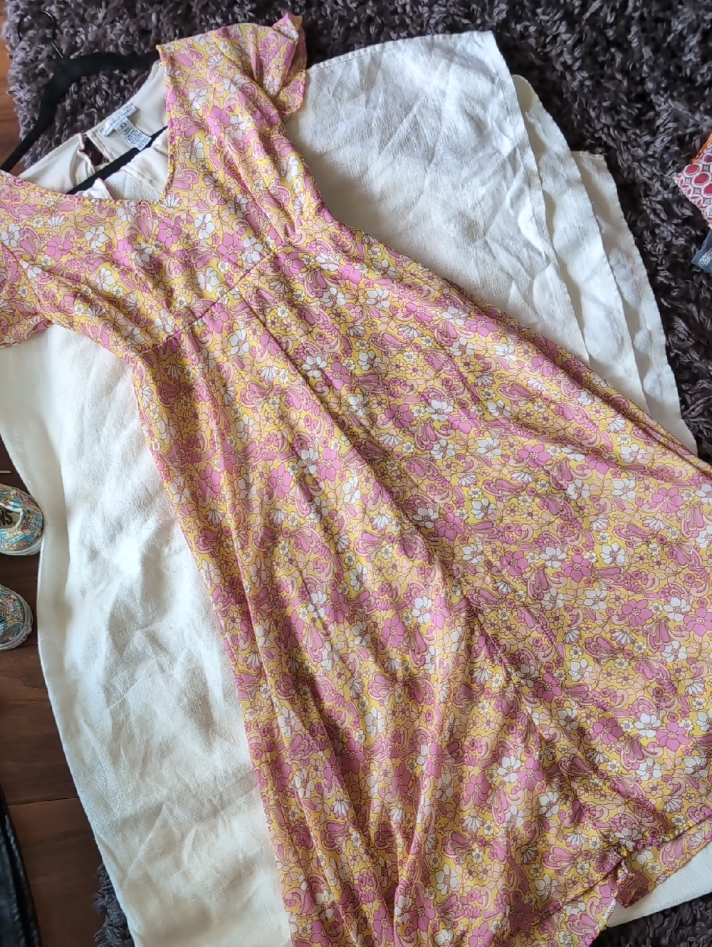 Sincerely Jules Pink and Yellow Floral Dress Top